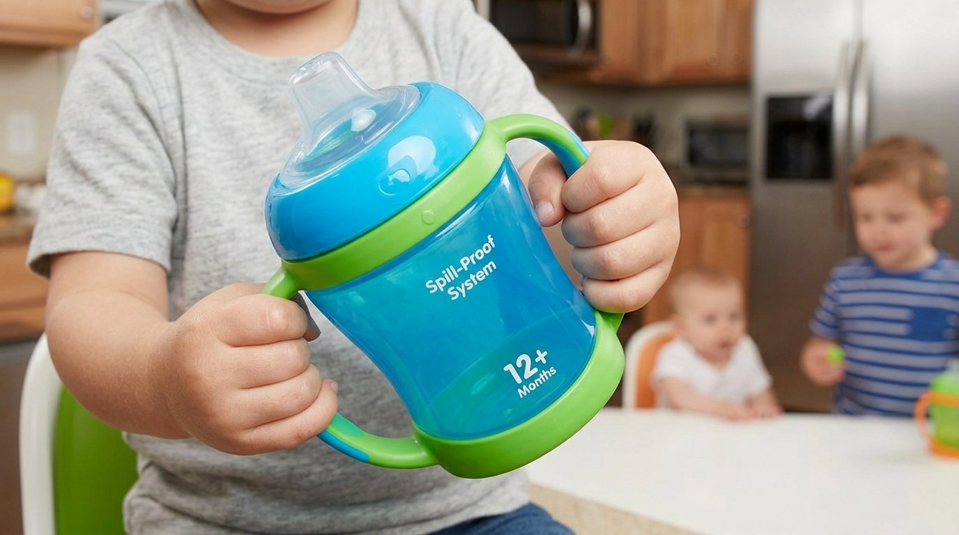 Vasos-con-boquilla-para-bebés-y-niños-pequeños-con-asas-y-sistema-antiderrames